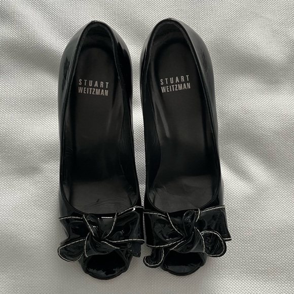 Stuart Weitzman Heelbowd Pumps Patten Black Size 7 - Picture 1 of 7